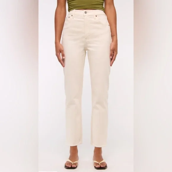 Abercrombie & Fitch Curve Love The Ankle Straight Ultra High Rise 29/8 SHORT - Picture 2 of 12